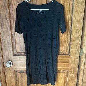 Tentree Charcoal Gray Tshirt Dress with botanical design